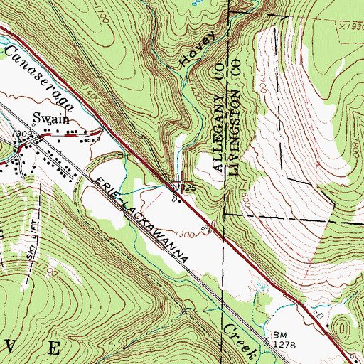 Topographic Map of Hovey Gully, NY