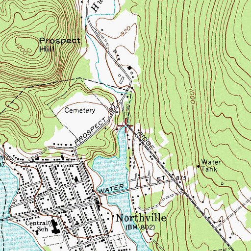 Topographic Map of Hunters Creek, NY