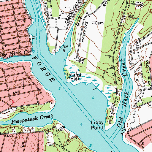 Topographic Map of Island Point, NY