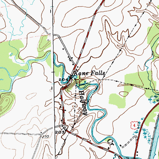 Topographic Map of Kane Falls, NY