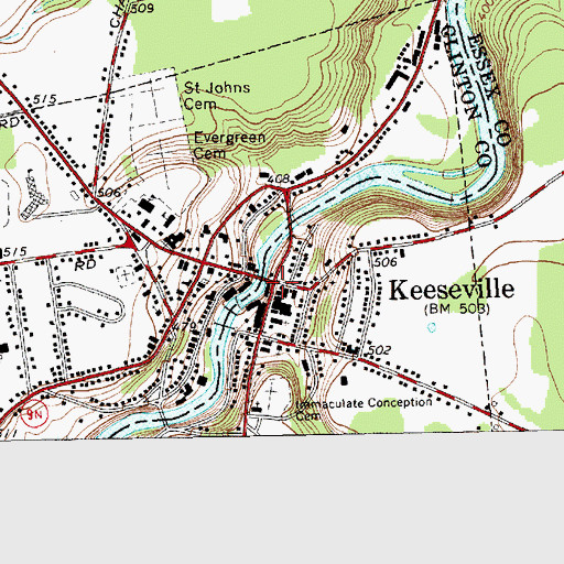 Topographic Map of Keeseville, NY