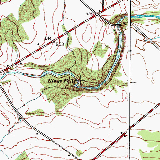 Topographic Map of Kings Falls, NY