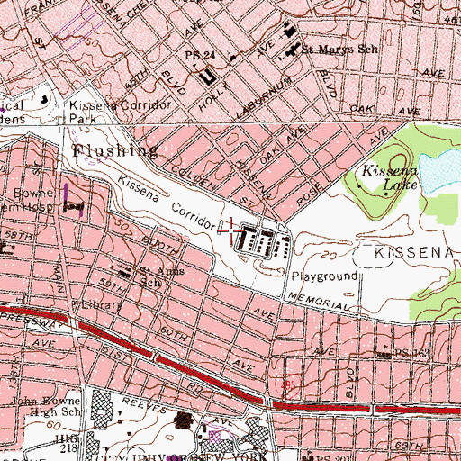 Topographic Map of Kissena Corridor, NY