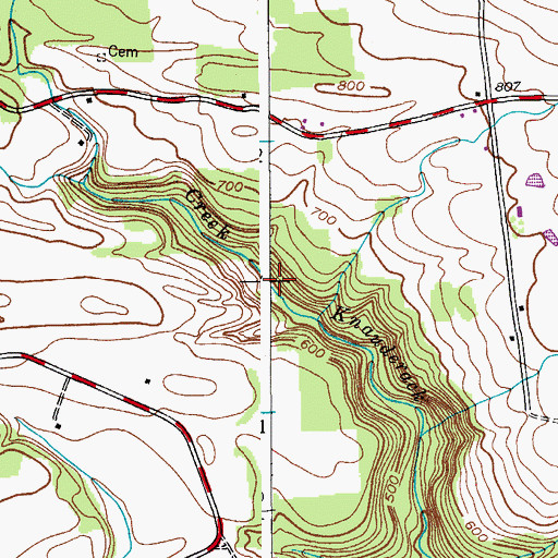 Topographic Map of Knauderack Creek, NY