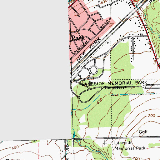 Topographic Map of Lakeside Memorial Park, NY