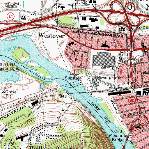 Topographic Map of Little Choconut Creek, NY
