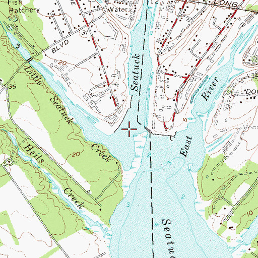 Topographic Map of Little Seatuck Creek, NY