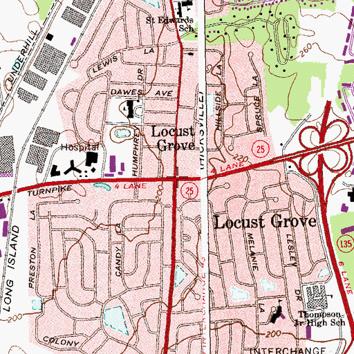 Topographic Map of Locust Grove, NY