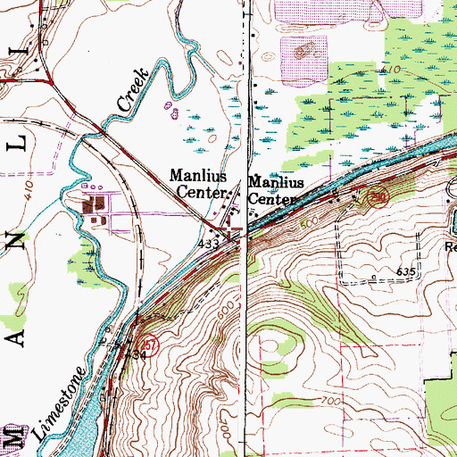 Topographic Map of Manlius Center, NY