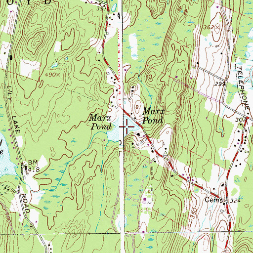 Topographic Map of Marx Pond, NY