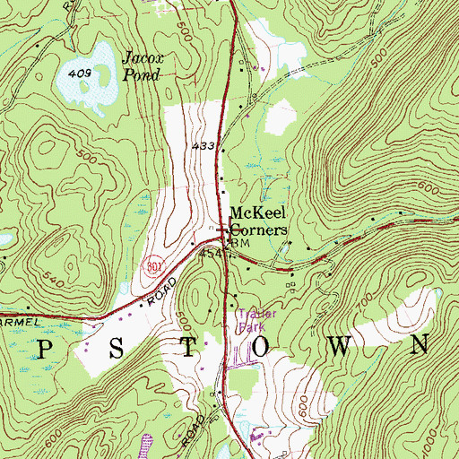 Topographic Map of McKeel Corners, NY