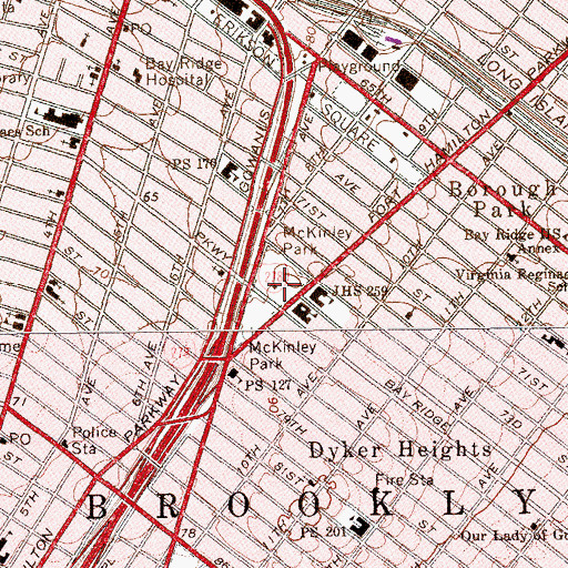 Topographic Map of McKinley Park, NY