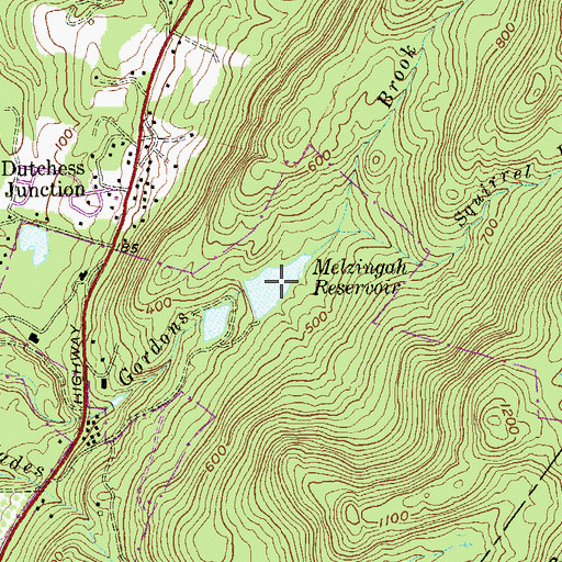 Topographic Map of Melzingah Reservoir, NY