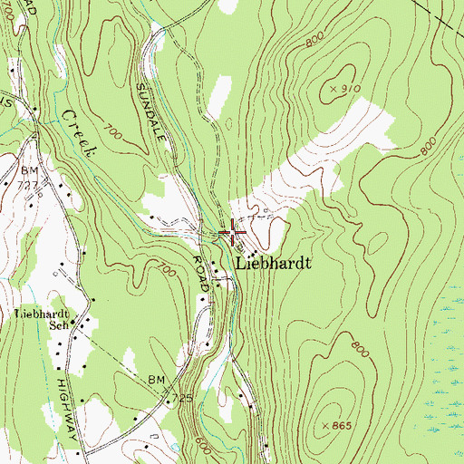 Topographic Map of Mettacahonts Creek, NY