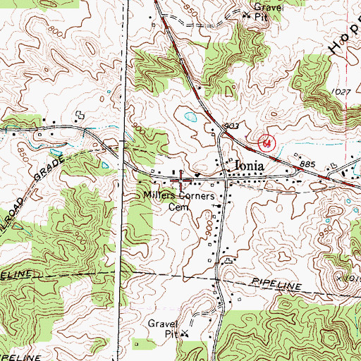 Topographic Map of Millers Corners Cemetery, NY
