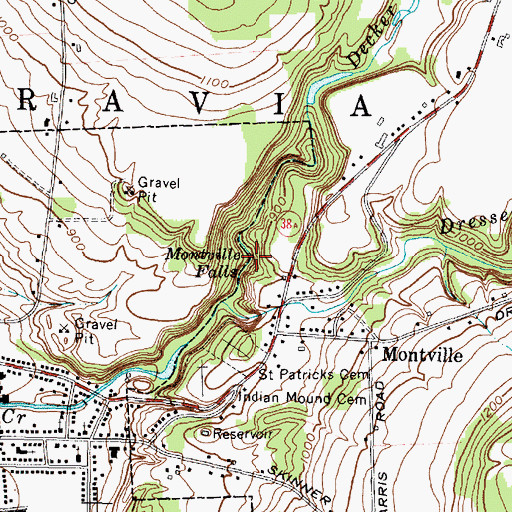Topographic Map of Montville Falls, NY