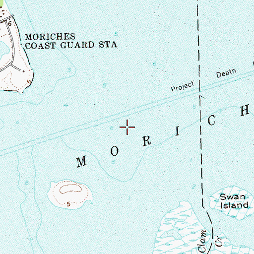 Topographic Map of Moriches Bay, NY