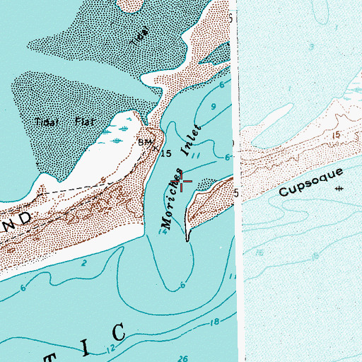 Topographic Map of Moriches Inlet, NY