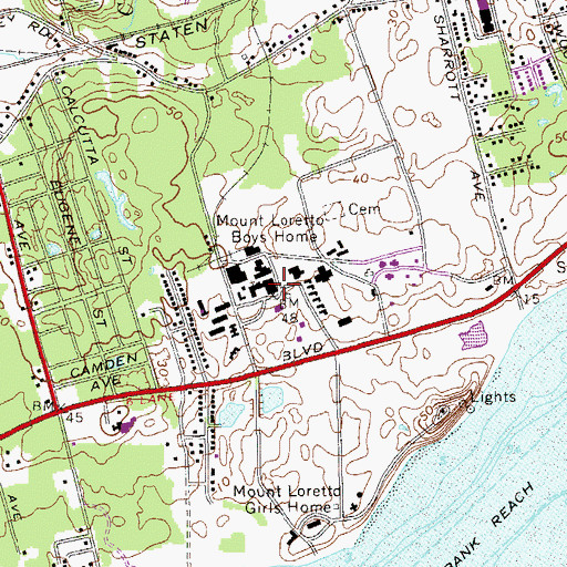 Topographic Map of Mount Loretto Boys Home, NY