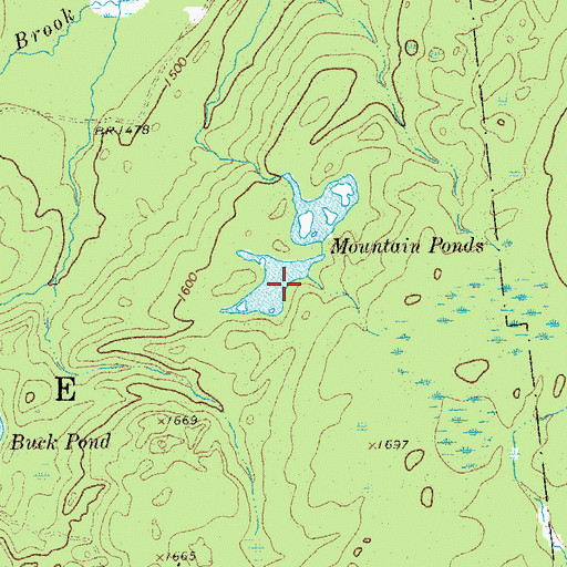 Topographic Map of Mountain Ponds, NY
