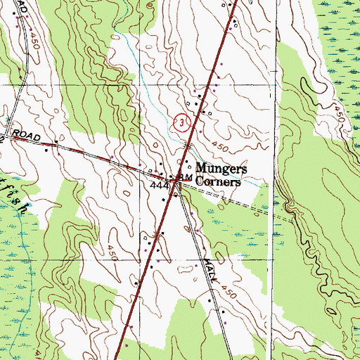 Topographic Map of Mungers Corners, NY