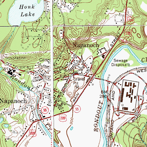 Topographic Map of Napanoch, NY