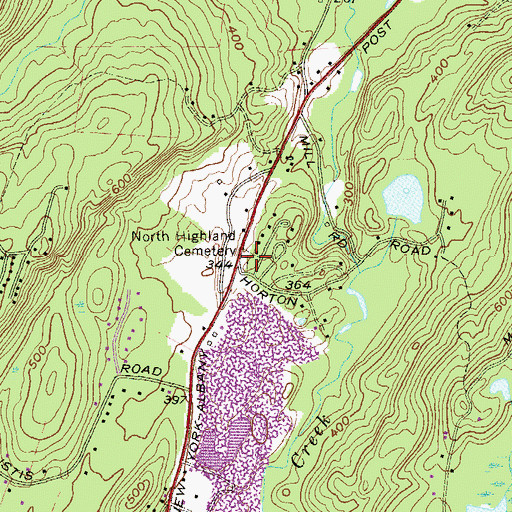 Topographic Map of North Highland Cemetery, NY