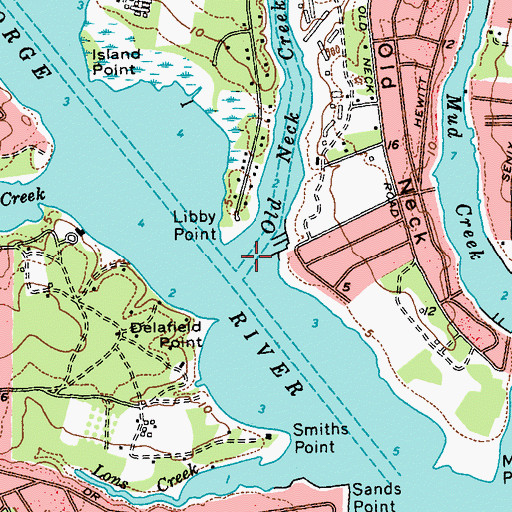 Topographic Map of Old Neck Creek, NY