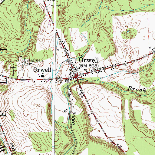 Topographic Map of Orwell, NY