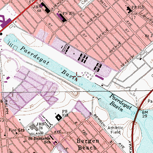 Topographic Map of Paerdegat Basin, NY