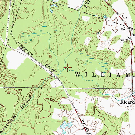 Topographic Map of Pine Meadows Creek, NY