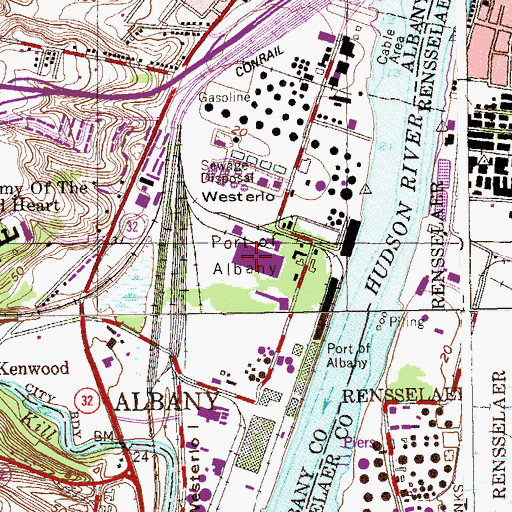 Topographic Map of Port of Albany, NY