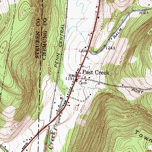 Topographic Map of Post Creek, NY