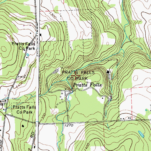 Topographic Map of Pratts Falls County Park, NY