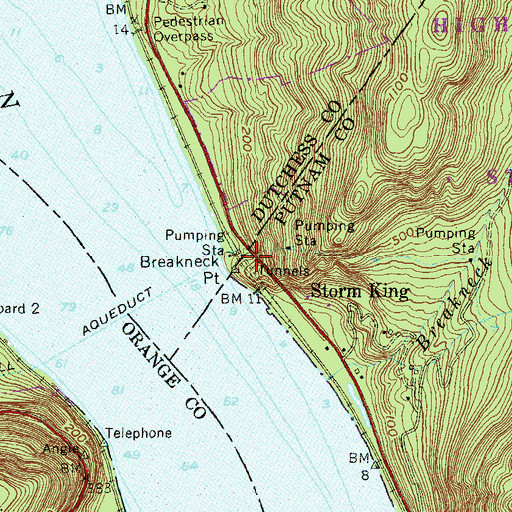 Topographic Map of Breakneck Point, NY