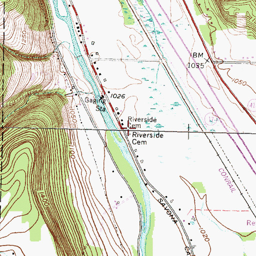 Topographic Map of Riverside Cemetery, NY