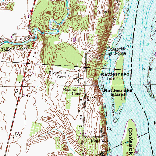 Topographic Map of Riverside Cemetery, NY