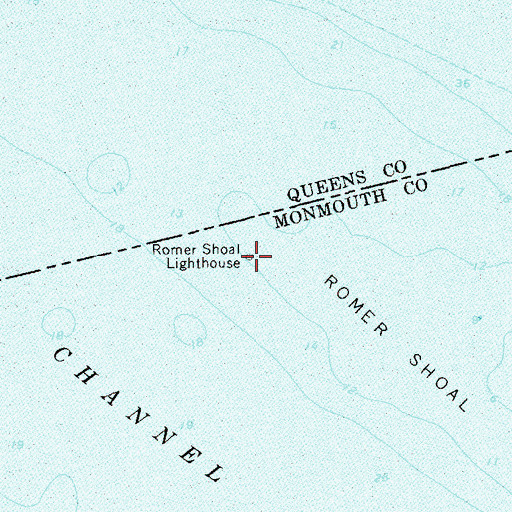 Topographic Map of Romer Shoal Light, NY