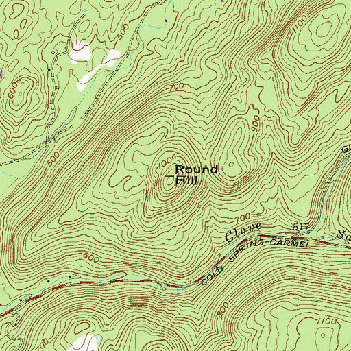 Topographic Map of Round Hill, NY