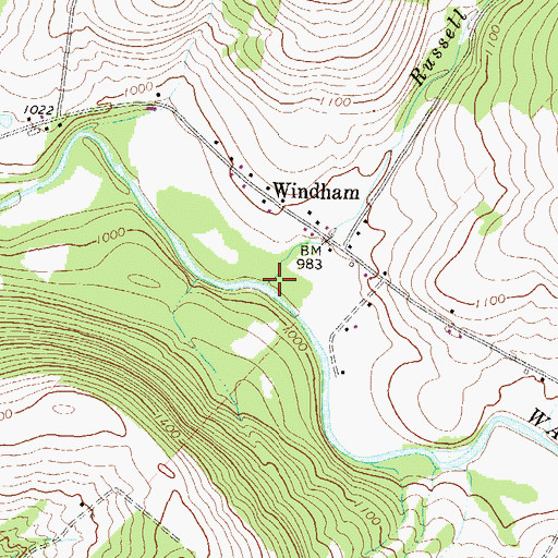 Topographic Map of Russell Run, NY