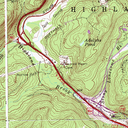 Topographic Map of Sacred Heart Cemetery, NY
