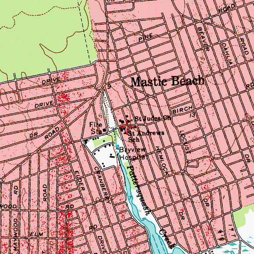 Topographic Map of Saint Andrews School, NY