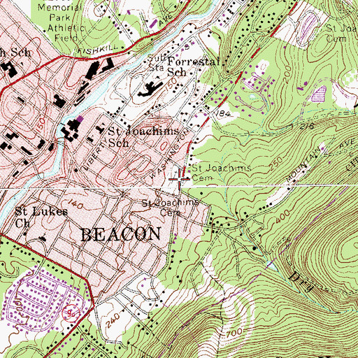 Topographic Map of Saint Joachims Cemetery, NY