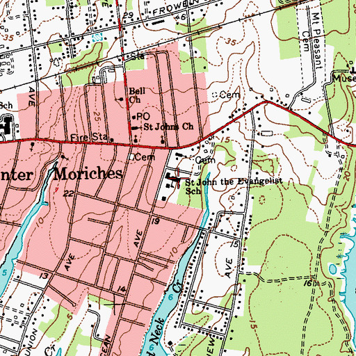 Topographic Map of Saint John the Evangelist School, NY