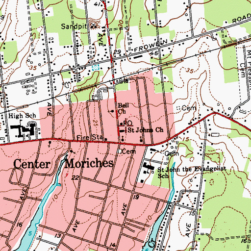 Topographic Map of Saint John's Episcopal Church, NY
