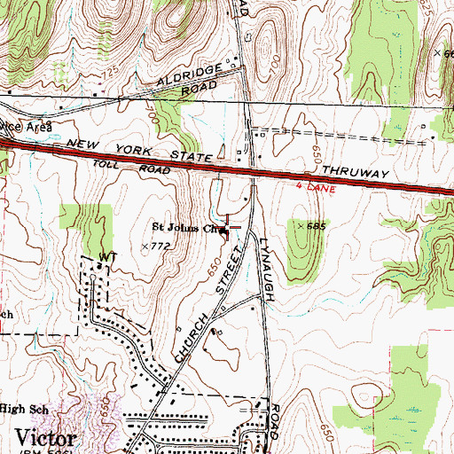 Topographic Map of Saint John's Lutheran Church, NY