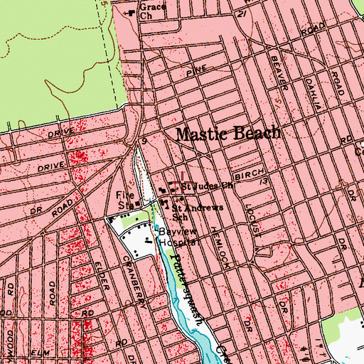 Topographic Map of Saint Jude's Roman Catholic Church, NY