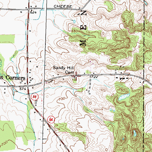 Topographic Map of Tomlinson's Corners Cemetery, NY