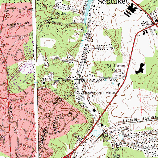 Topographic Map of Setauket, NY