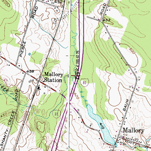 Topographic Map of Shanty Creek, NY